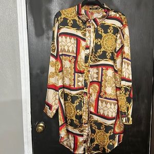 Boohoo Chain Print Long Sleeve Dress